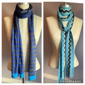 GAP blue stripe scarf & Preview green and black zig zag pattern extra long